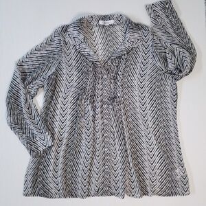 Cristina B Chevron Print Long Sleeve Blouse